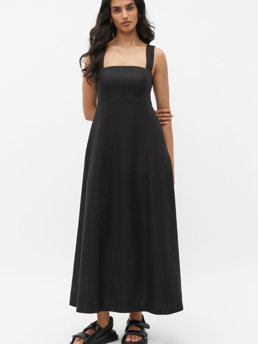 Seed Heritage Black Square-Neck Maxi Dress